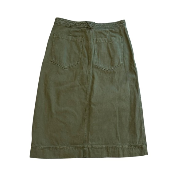 Alex Mill Neil Midi Skirt Recycled Denim High Rise Army Green Size 10 Medium - Picture 4 of 6
